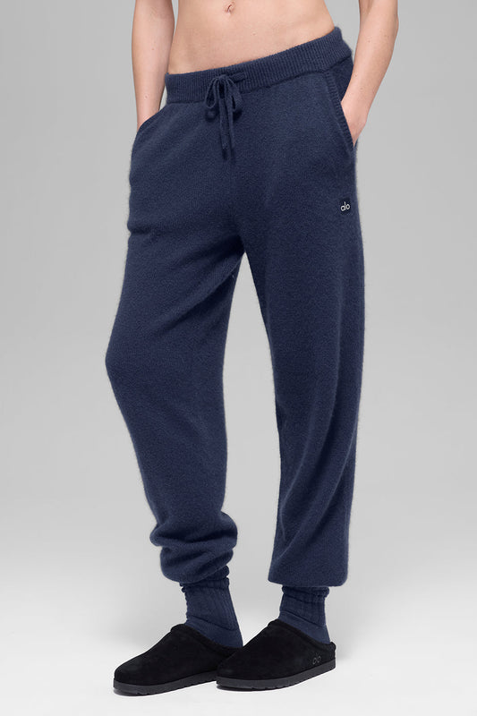 Wool Cashmere High-Waist New Class Jogger - Navy (W54384R)