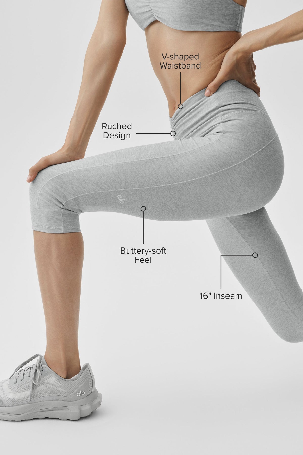 Alo Yoga Alosoft High-Waist Intuition Capri in Vintage Athletic Heather, product image 2 of 6