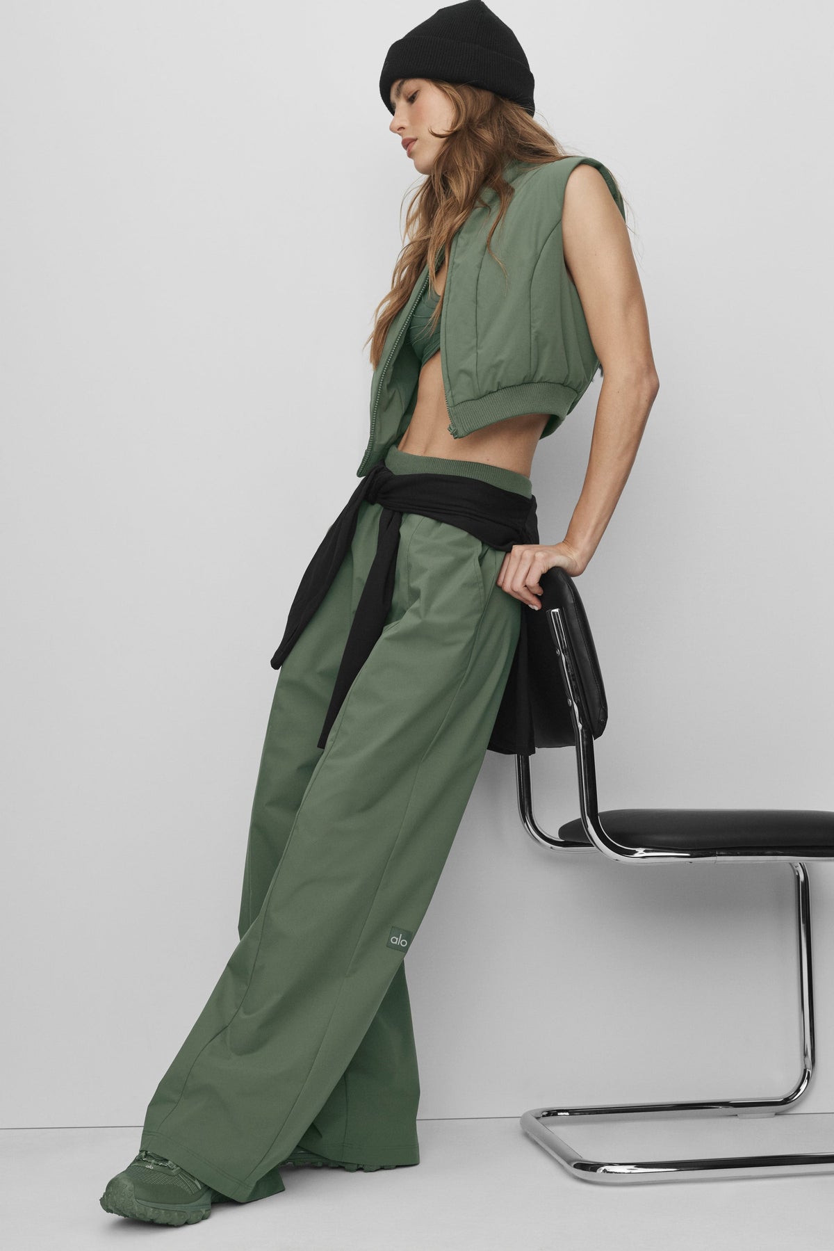 Alo Yoga High-Waist Momentum Straight Leg Pant in Bamboo Green, product image 5 of 5