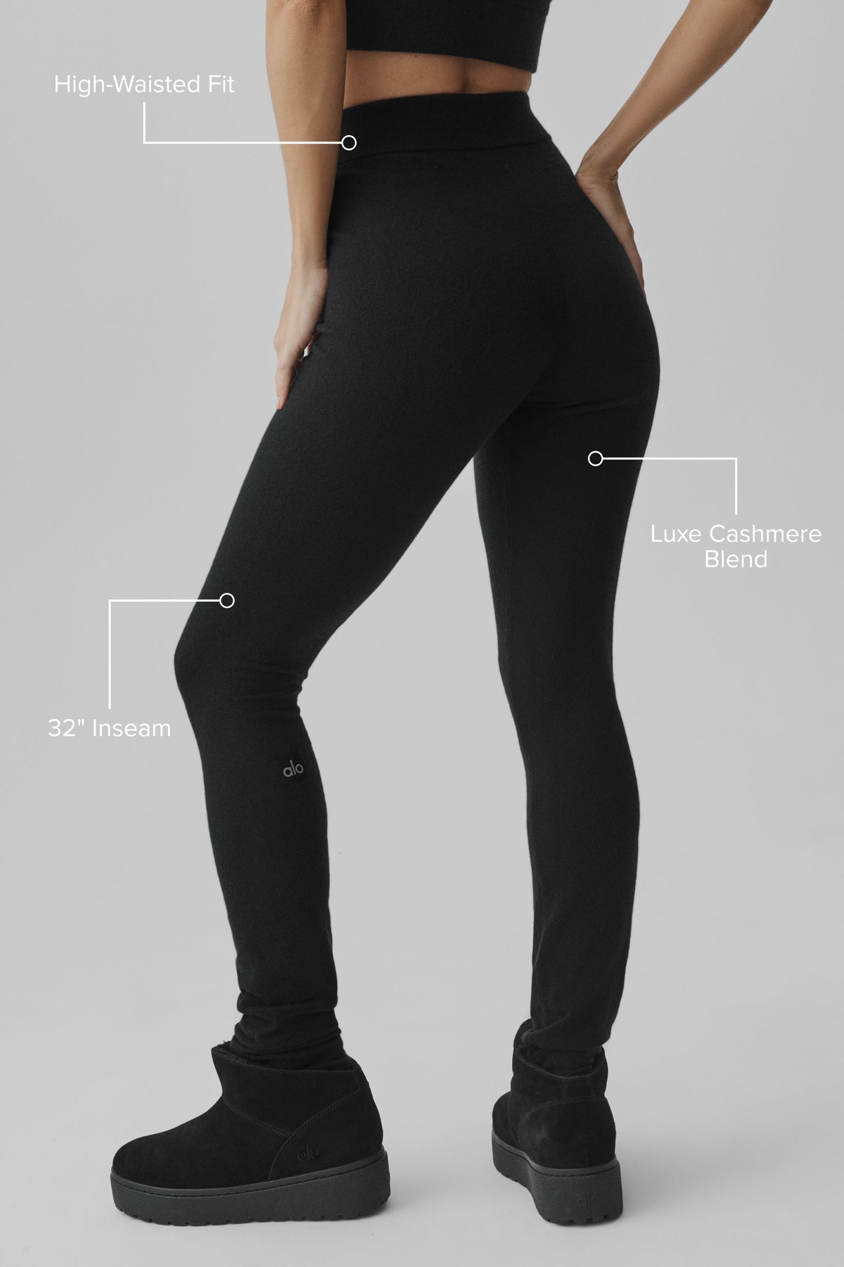 Alo Yoga Cashmere High-Waist Eternity Legging in Black, product image 2 of 4