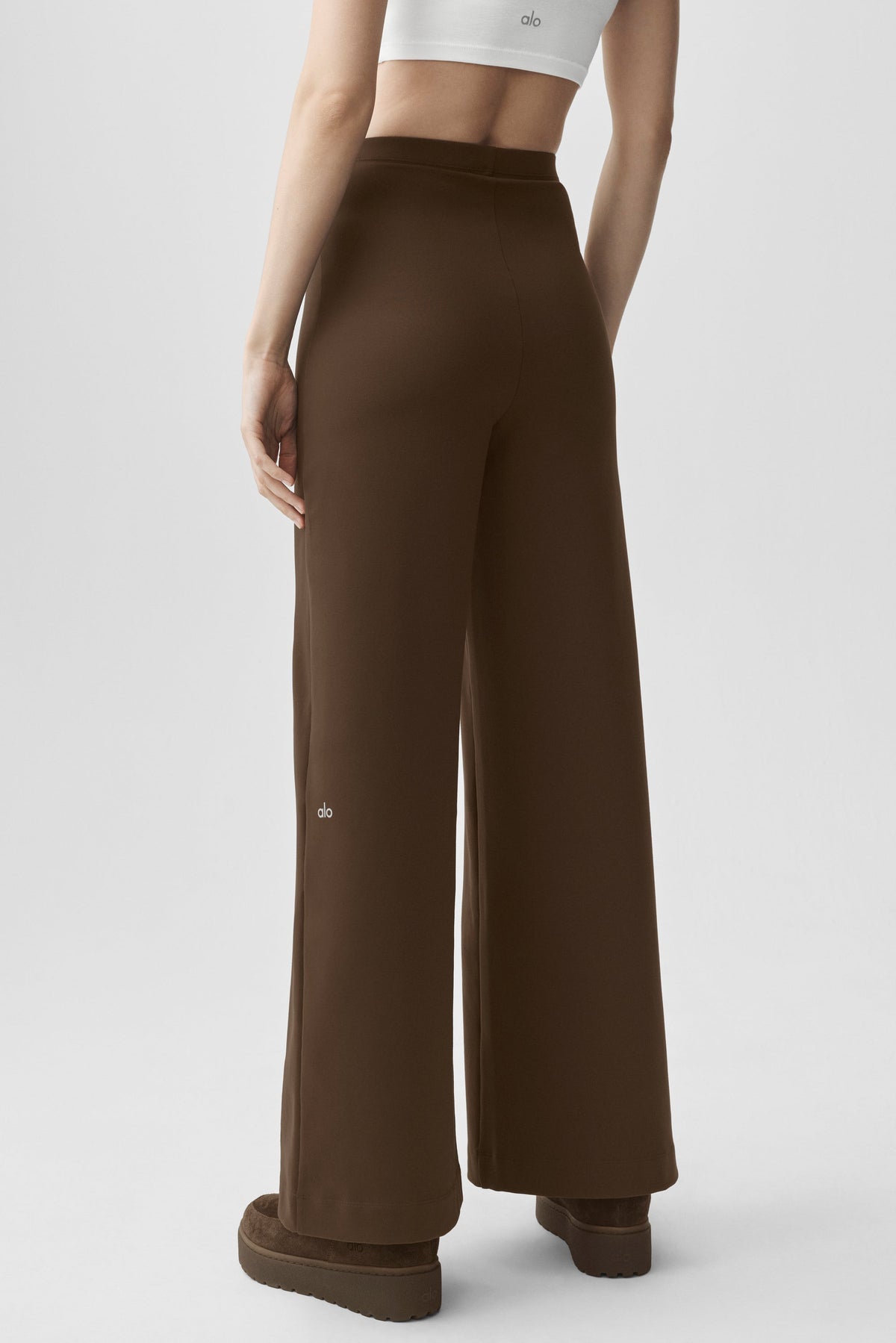 Alo Yoga Airbrush High-Waist Wide Leg Pant (Regular) in Espresso, product image 3 of 4