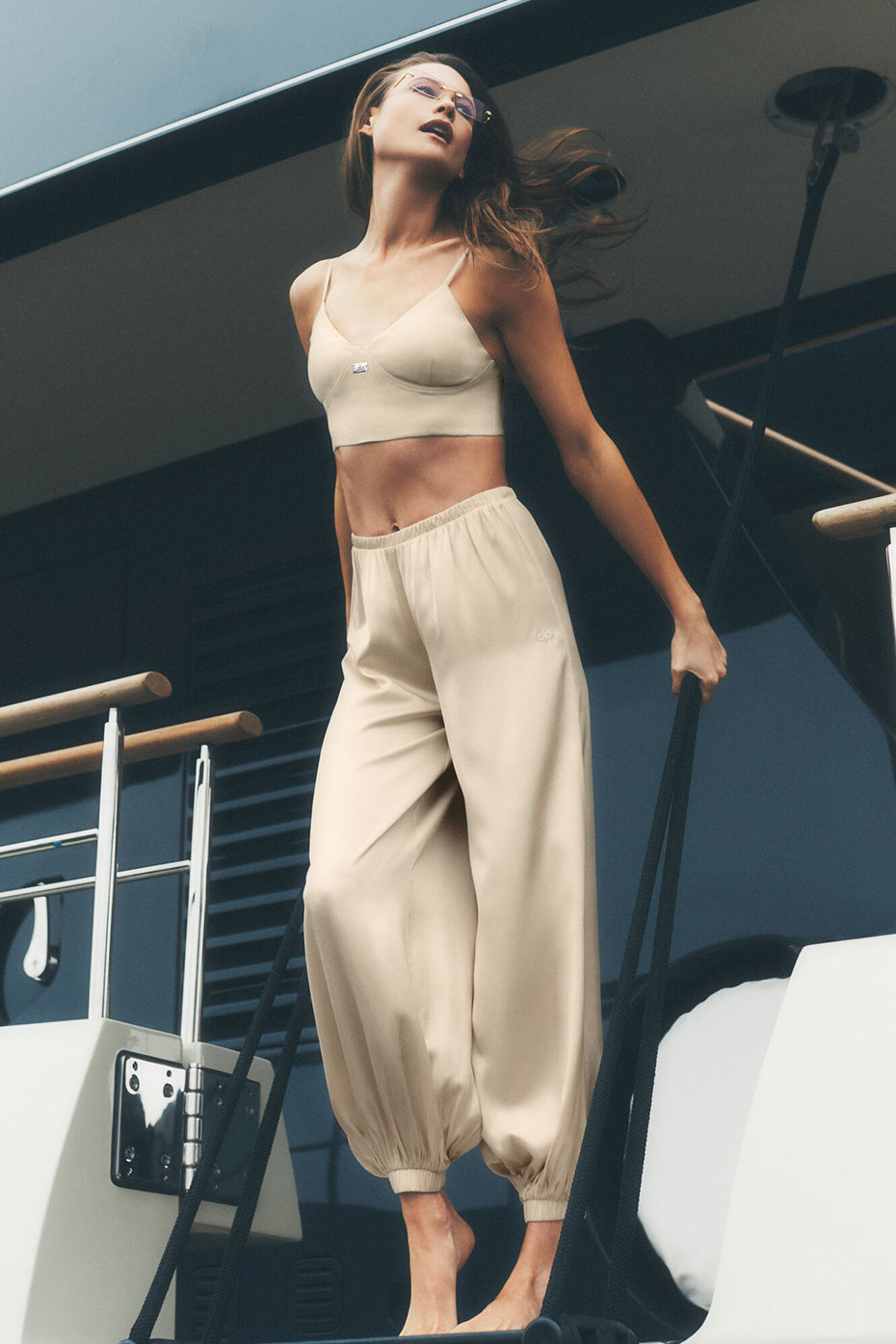 Silk Blend High-Waist Radiance Pant - Sandy Beige (W54512P)