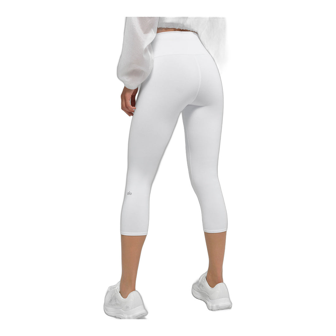 alo High-Waist Airbrush Capri - White by Alo Yoga