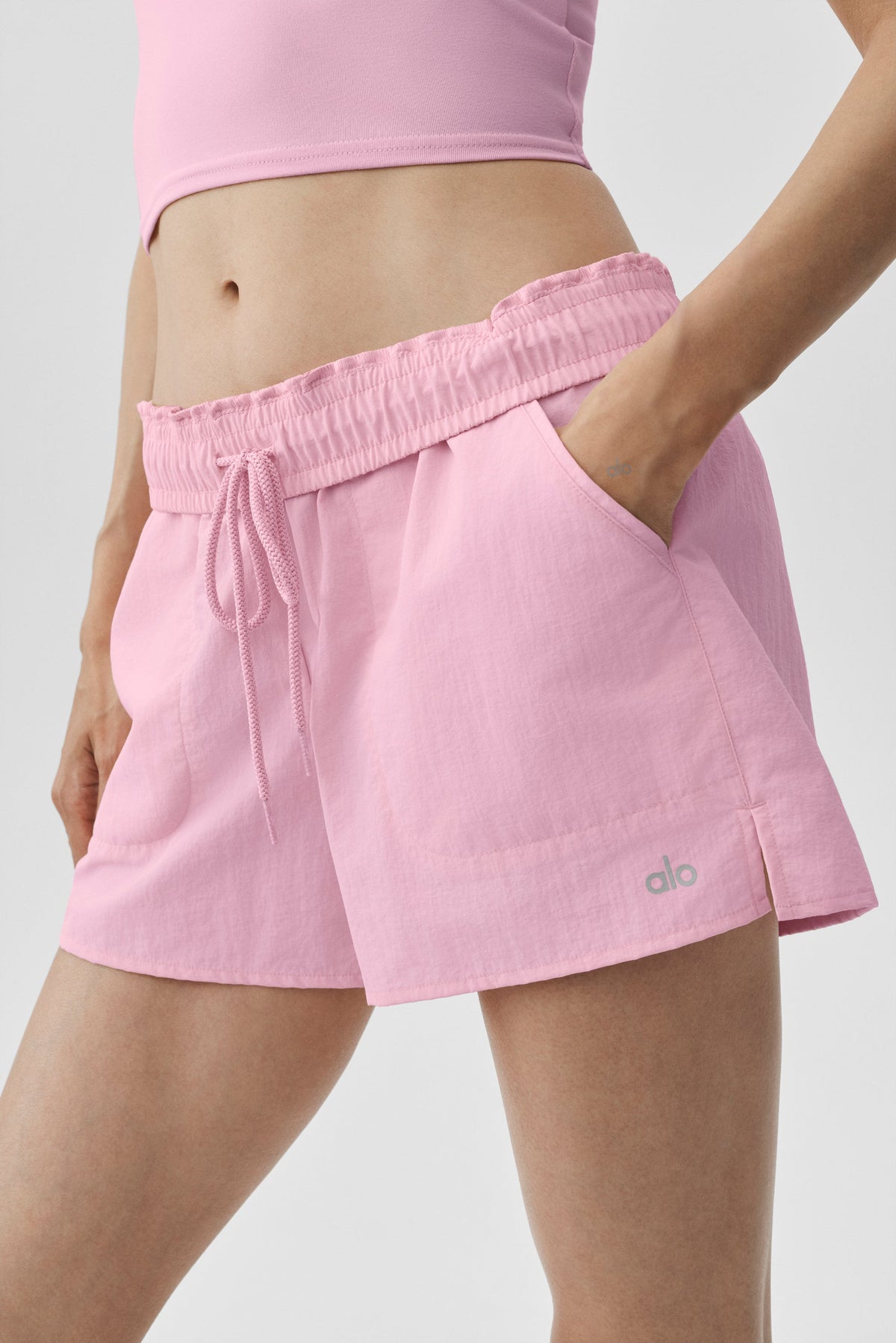 Alo Yoga Alumni Short in Pink Marshmallow, product image 3 of 5