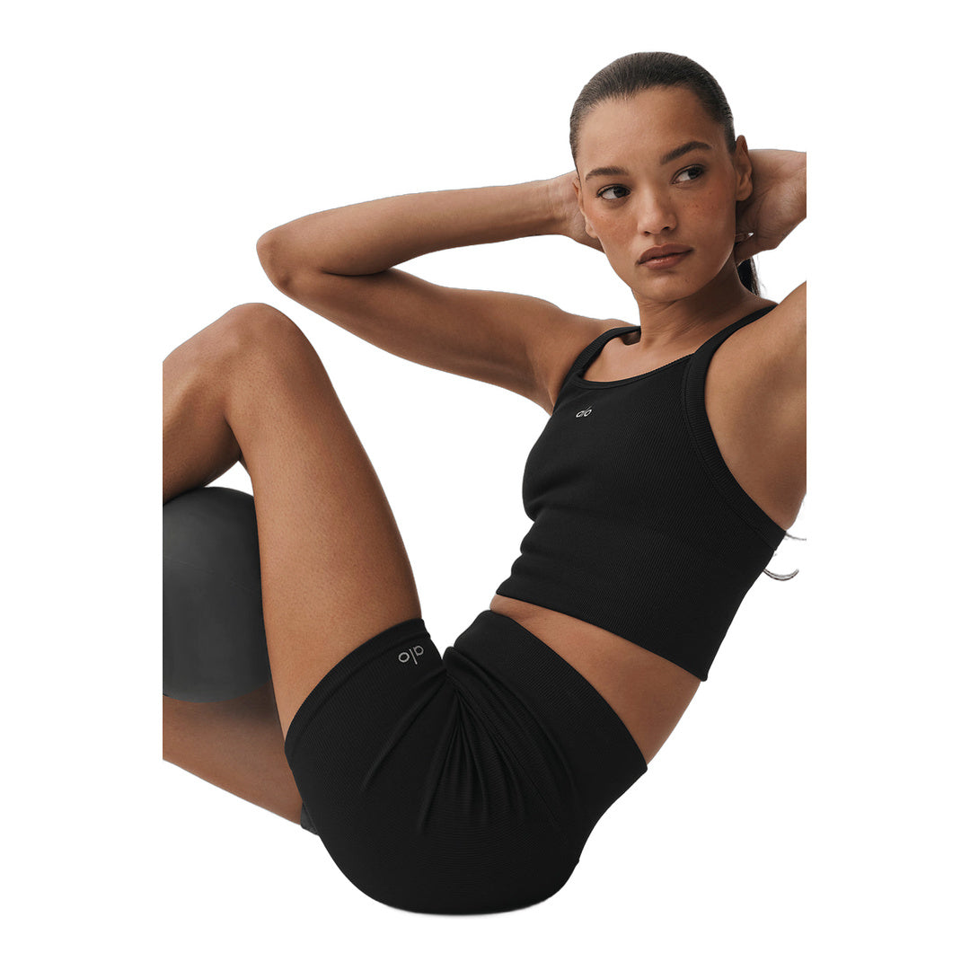 alo 5" Seamless Ribbed Favorite Short - Black by Alo Yoga