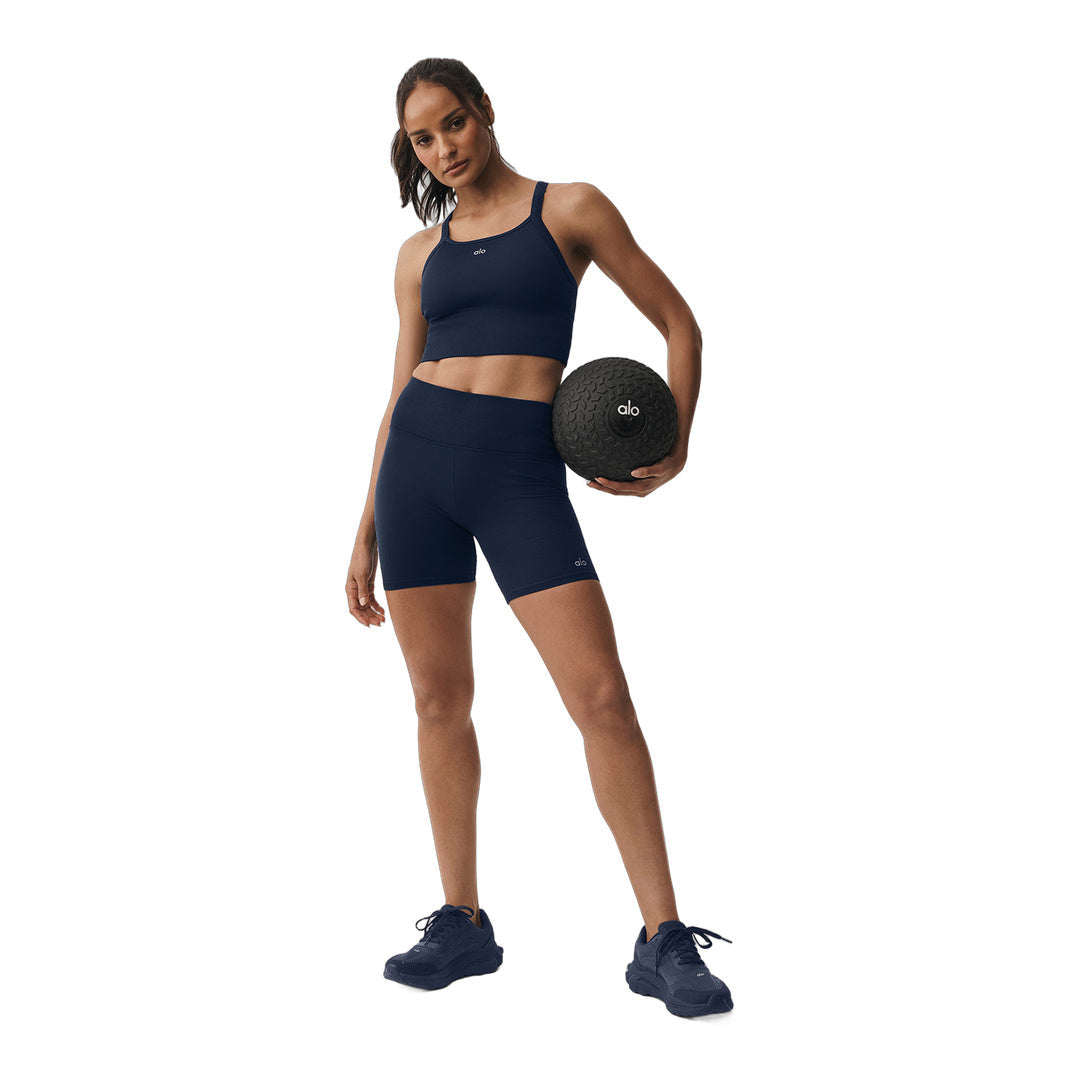 alo 5" Seamless Ribbed Favorite Short - Navy by Alo Yoga