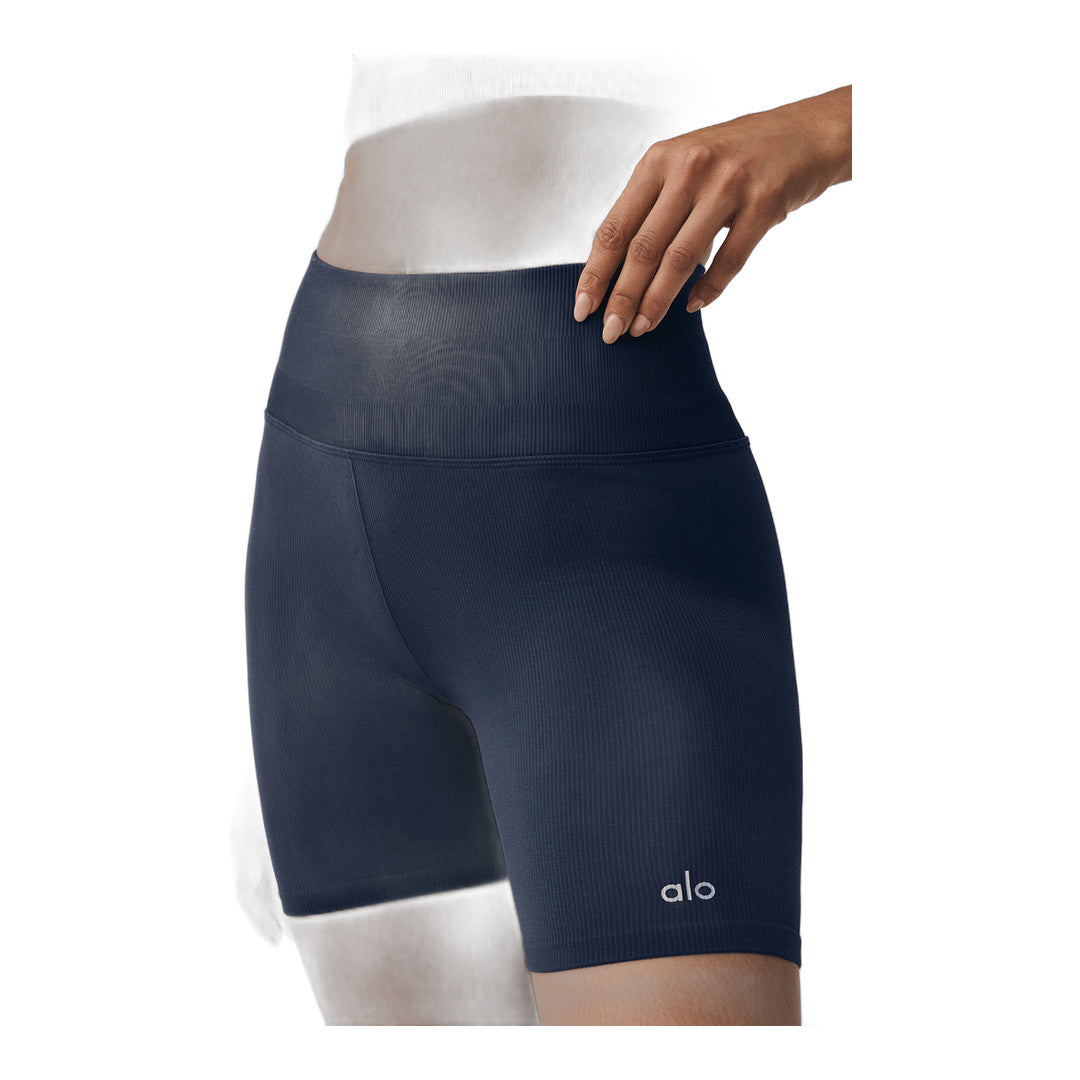 alo 5" Seamless Ribbed Favorite Short - Navy by Alo Yoga