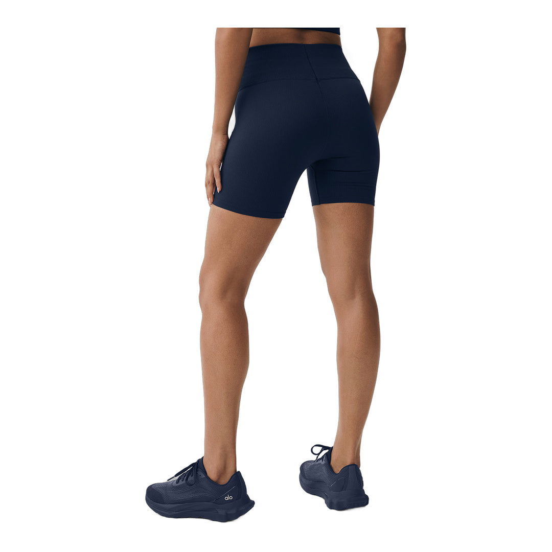 alo 5" Seamless Ribbed Favorite Short - Navy by Alo Yoga