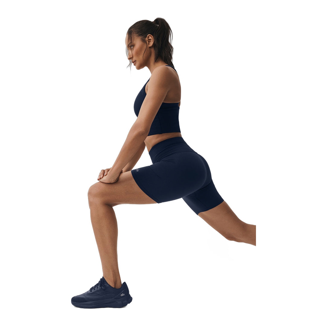 alo 5" Seamless Ribbed Favorite Short - Navy by Alo Yoga