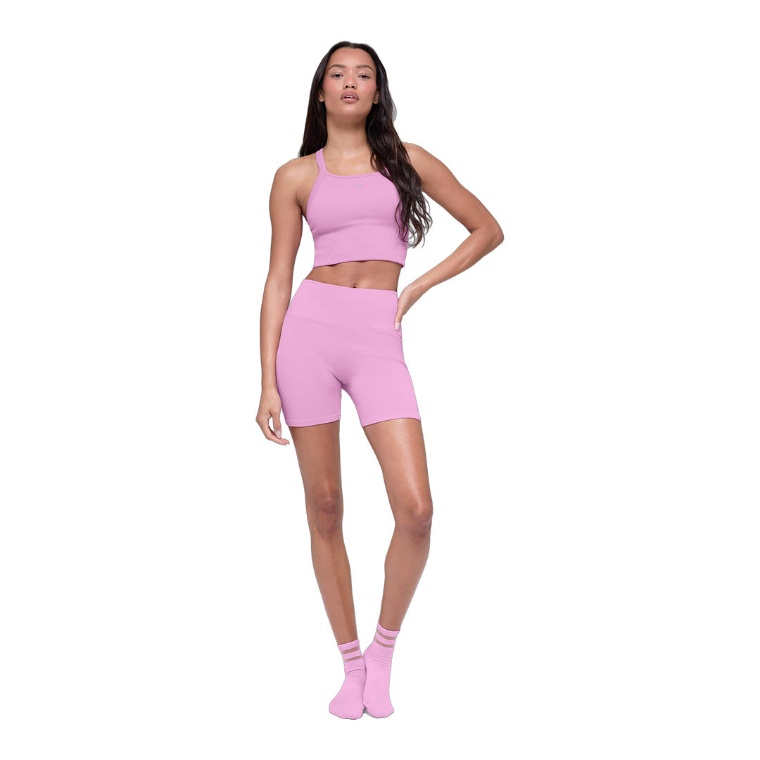 alo 5" Seamless Ribbed Favorite Short - Candy Heart Pink by Alo Yoga