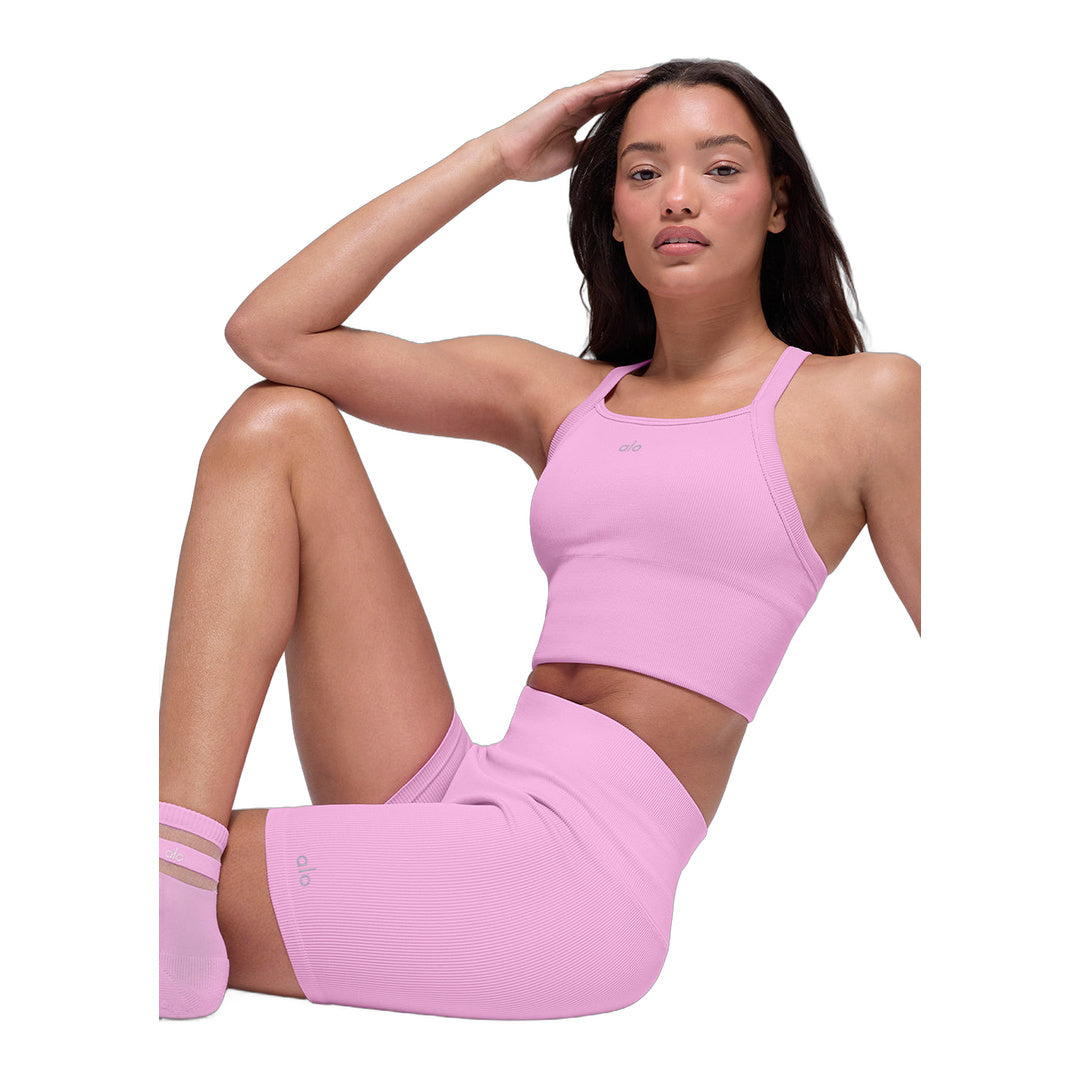 alo 5" Seamless Ribbed Favorite Short - Candy Heart Pink by Alo Yoga