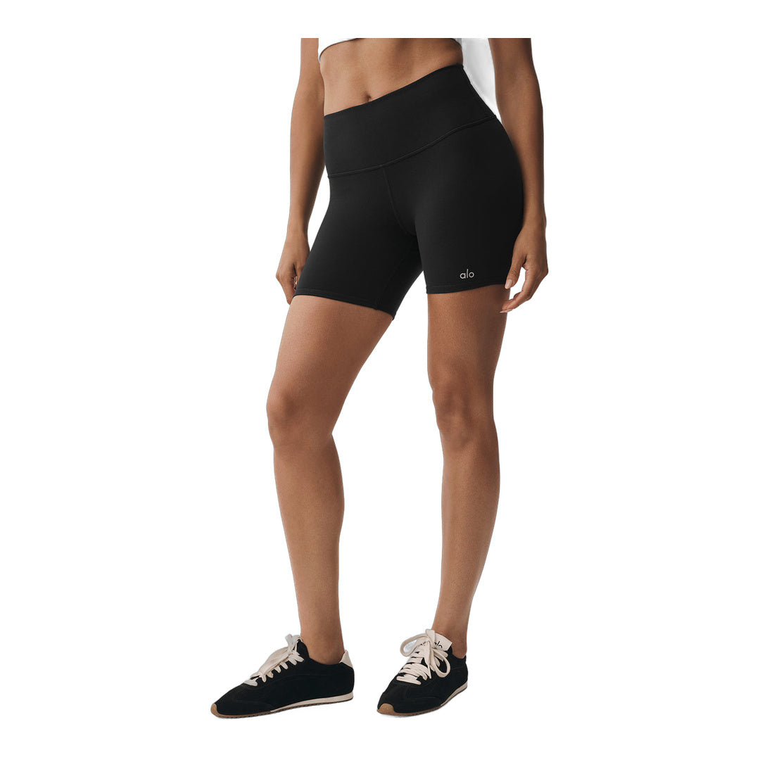 alo 5" Airbrush High-Waist Biker Short - Black by Alo Yoga