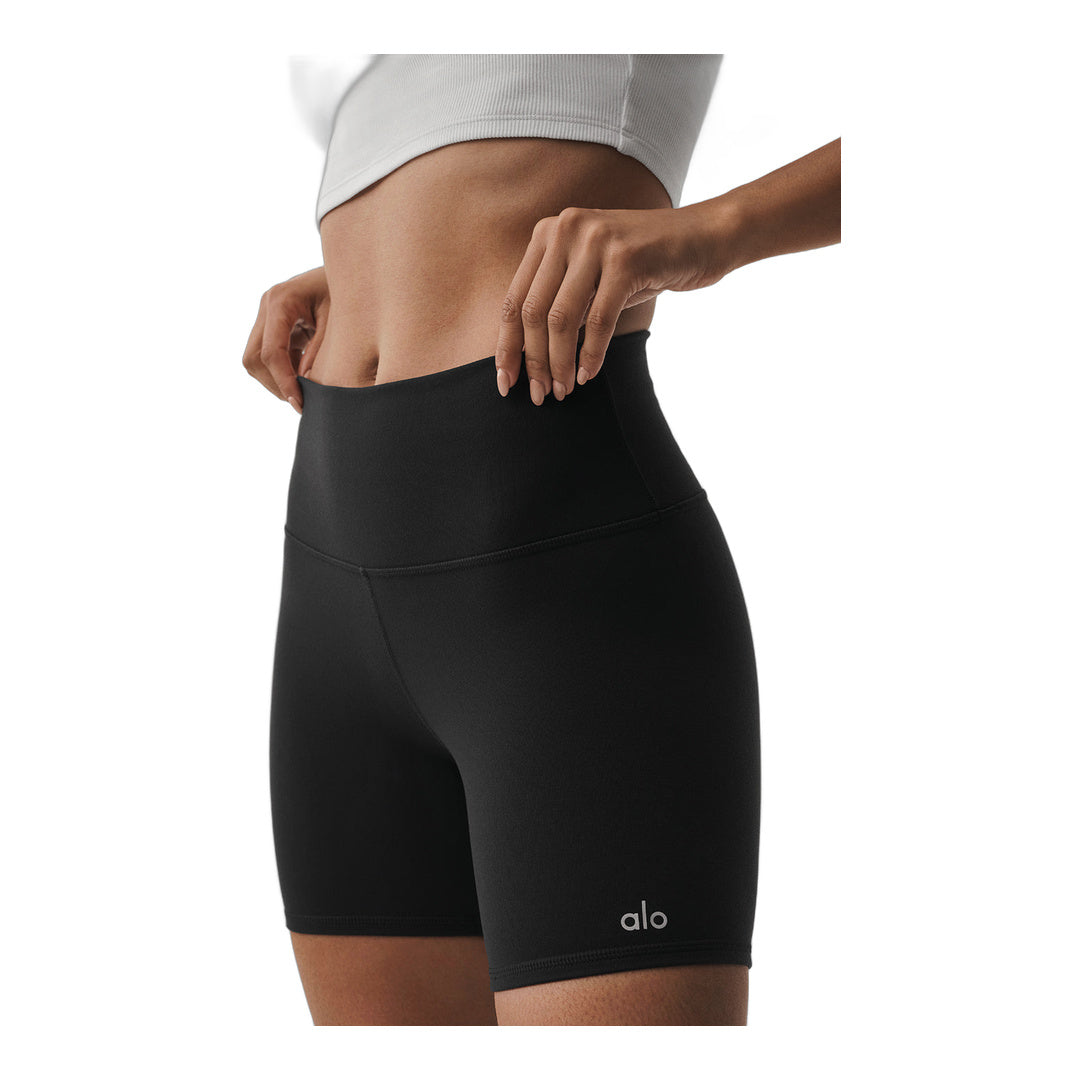 alo 5" Airbrush High-Waist Biker Short - Black by Alo Yoga