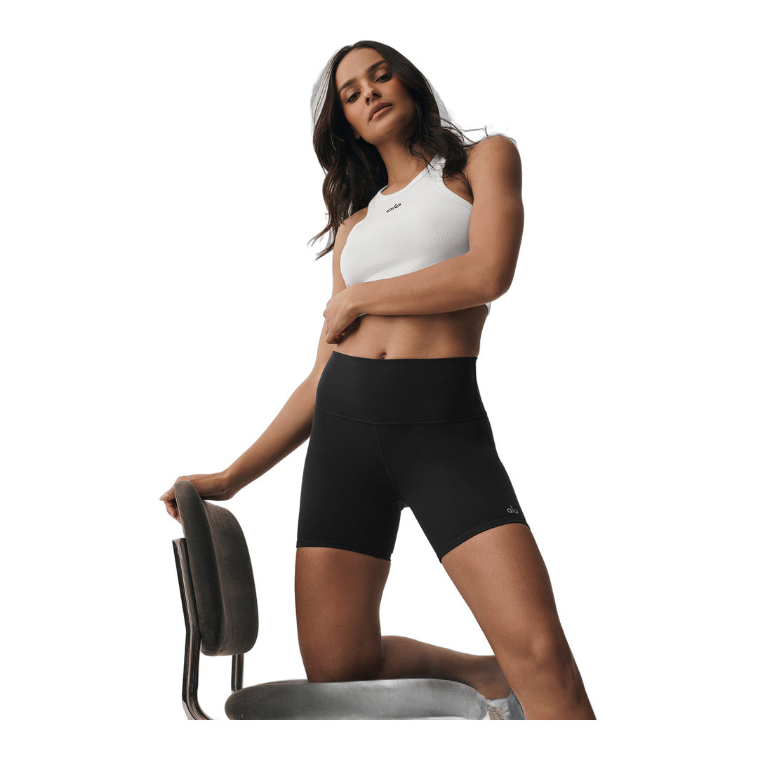 alo 5" Airbrush High-Waist Biker Short - Black by Alo Yoga