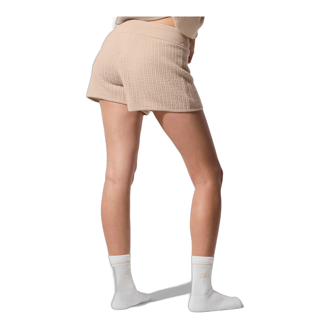 alo Cashmere High-Waist Plush Waffle Short - Macadamia Blush by Alo Yoga