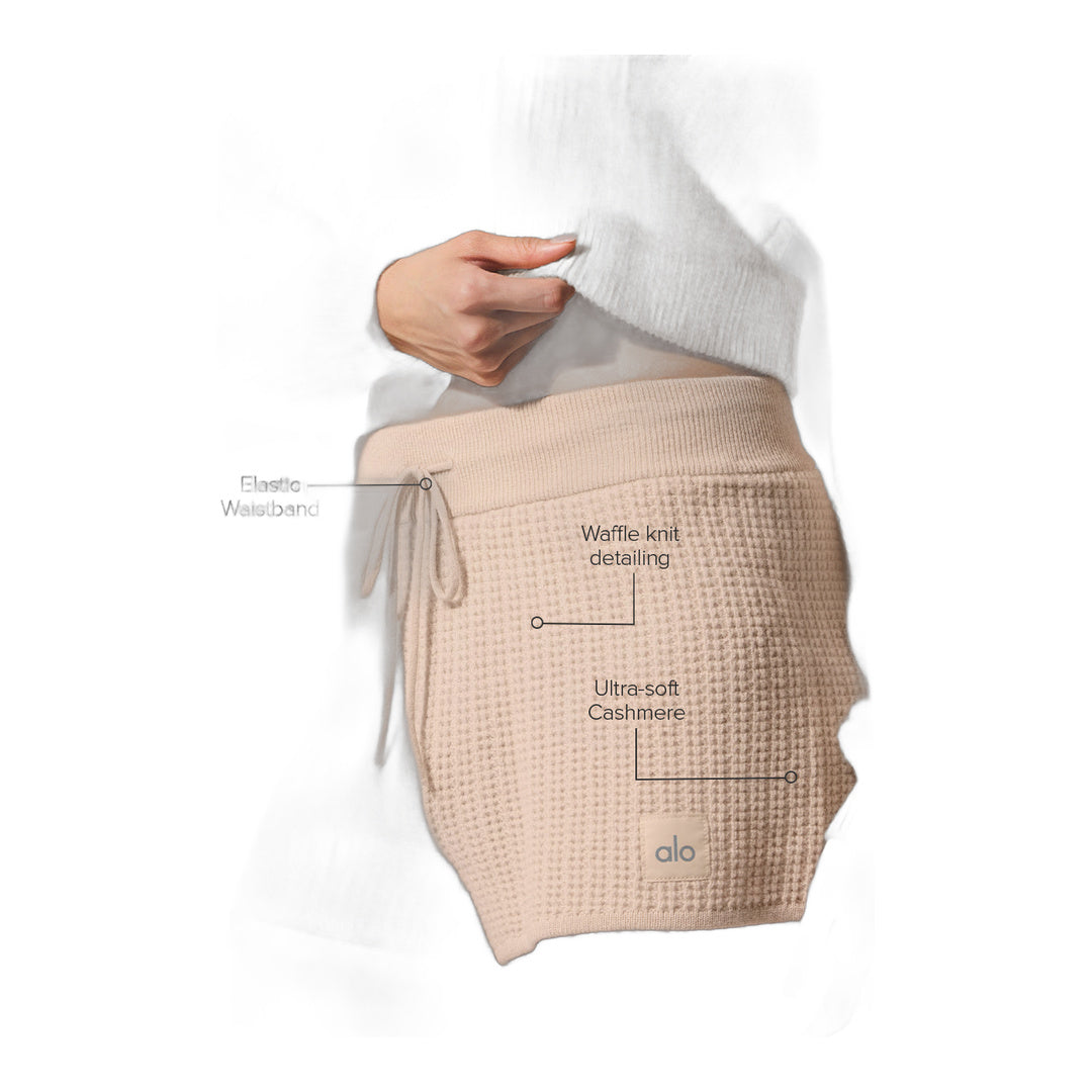 alo Cashmere High-Waist Plush Waffle Short - Macadamia Blush by Alo Yoga