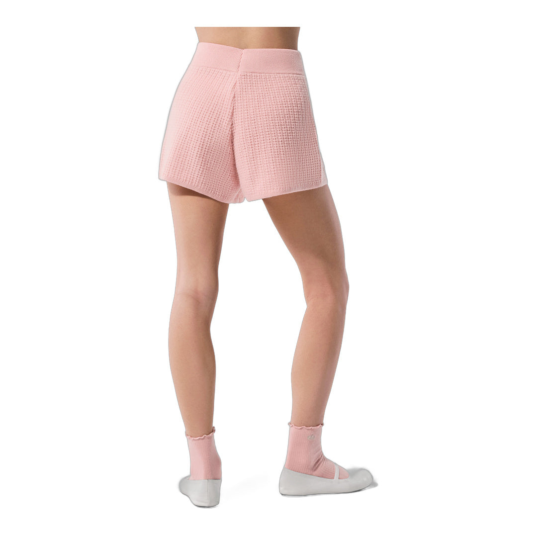 alo Cashmere High-Waist Plush Waffle Short - Pink Quartz by Alo Yoga