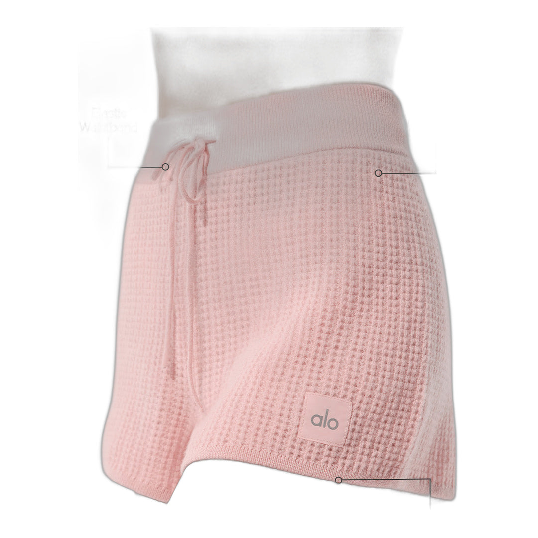 alo Cashmere High-Waist Plush Waffle Short - Pink Quartz by Alo Yoga