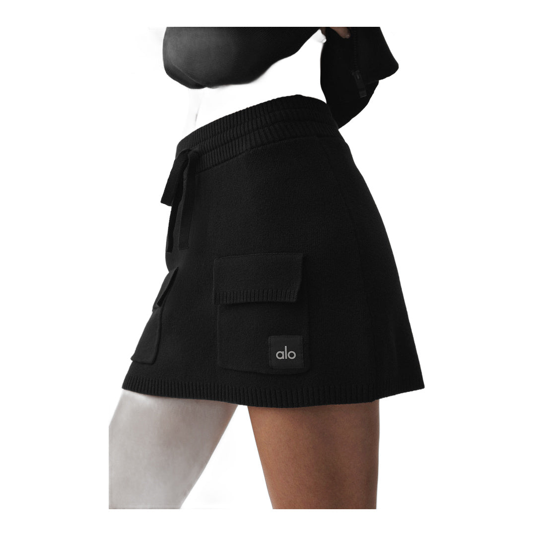 alo Scholar Knit Cargo Skirt - Black by Alo Yoga