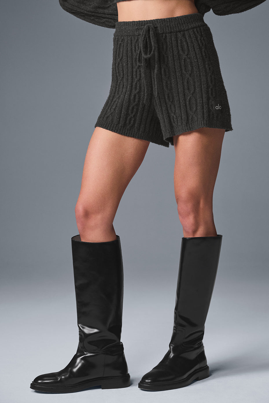 Cable Knit Winter Bliss Short - Dark Heather Grey (W6460R)