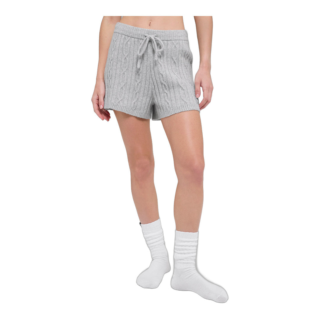 alo Cable Knit Winter Bliss Short - Athletic Heather Grey by Alo Yoga
