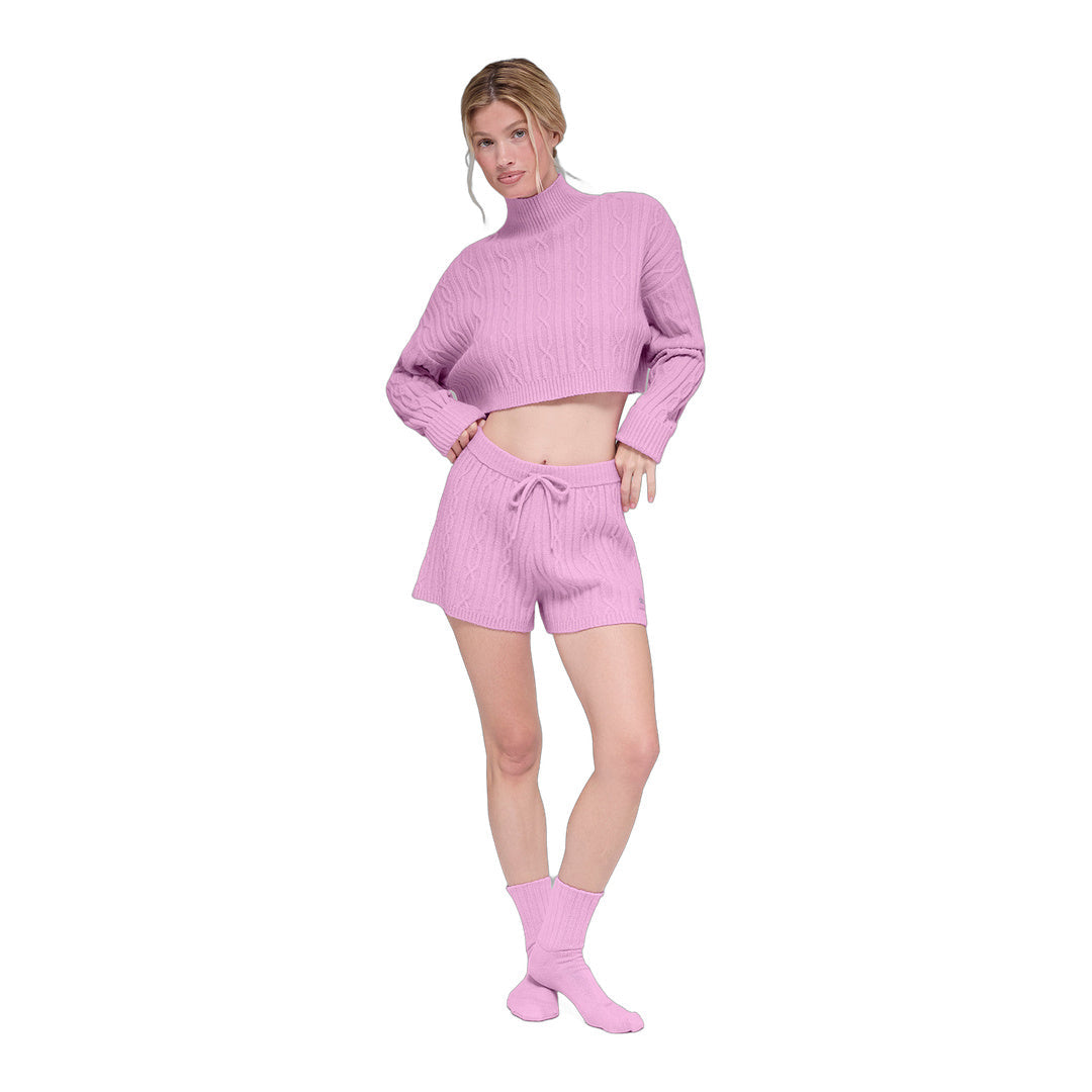 alo Cable Knit Winter Bliss Short - Candy Heart Pink by Alo Yoga
