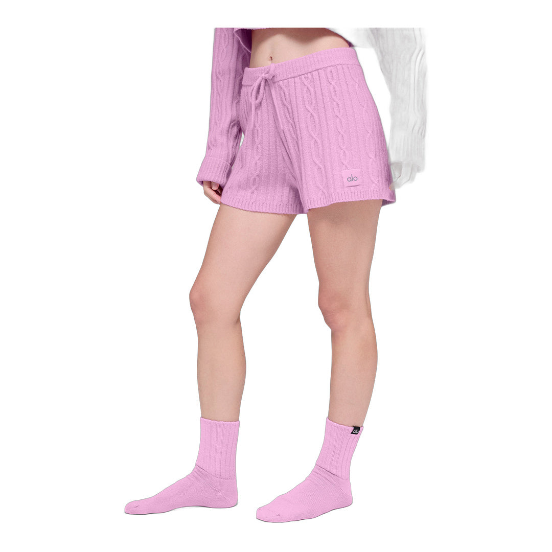 alo Cable Knit Winter Bliss Short - Candy Heart Pink by Alo Yoga