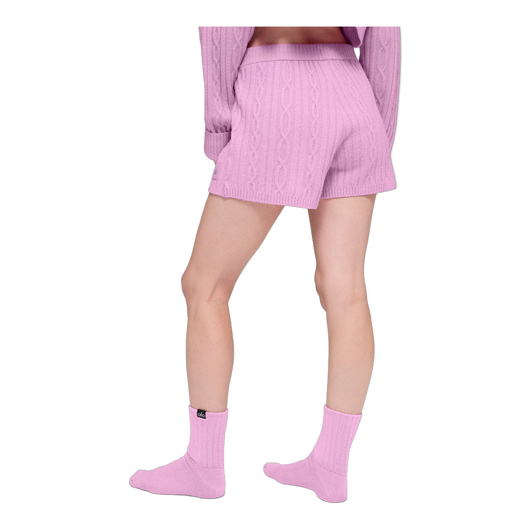 alo Cable Knit Winter Bliss Short - Candy Heart Pink by Alo Yoga