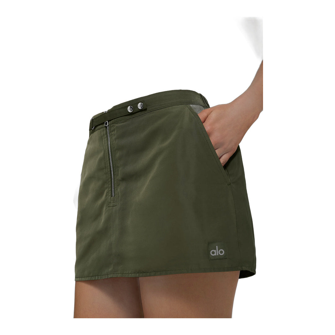 alo Work It Mini Skirt - Green Olive by Alo Yoga