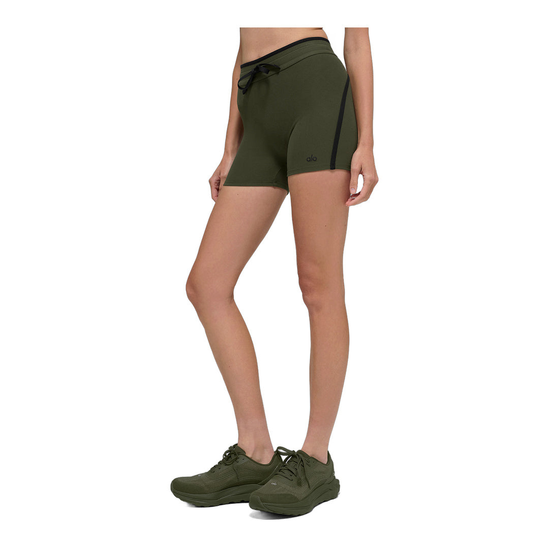 alo 4" Airbrush High-Waist Race Pace Short - Green Olive/Black by Alo Yoga