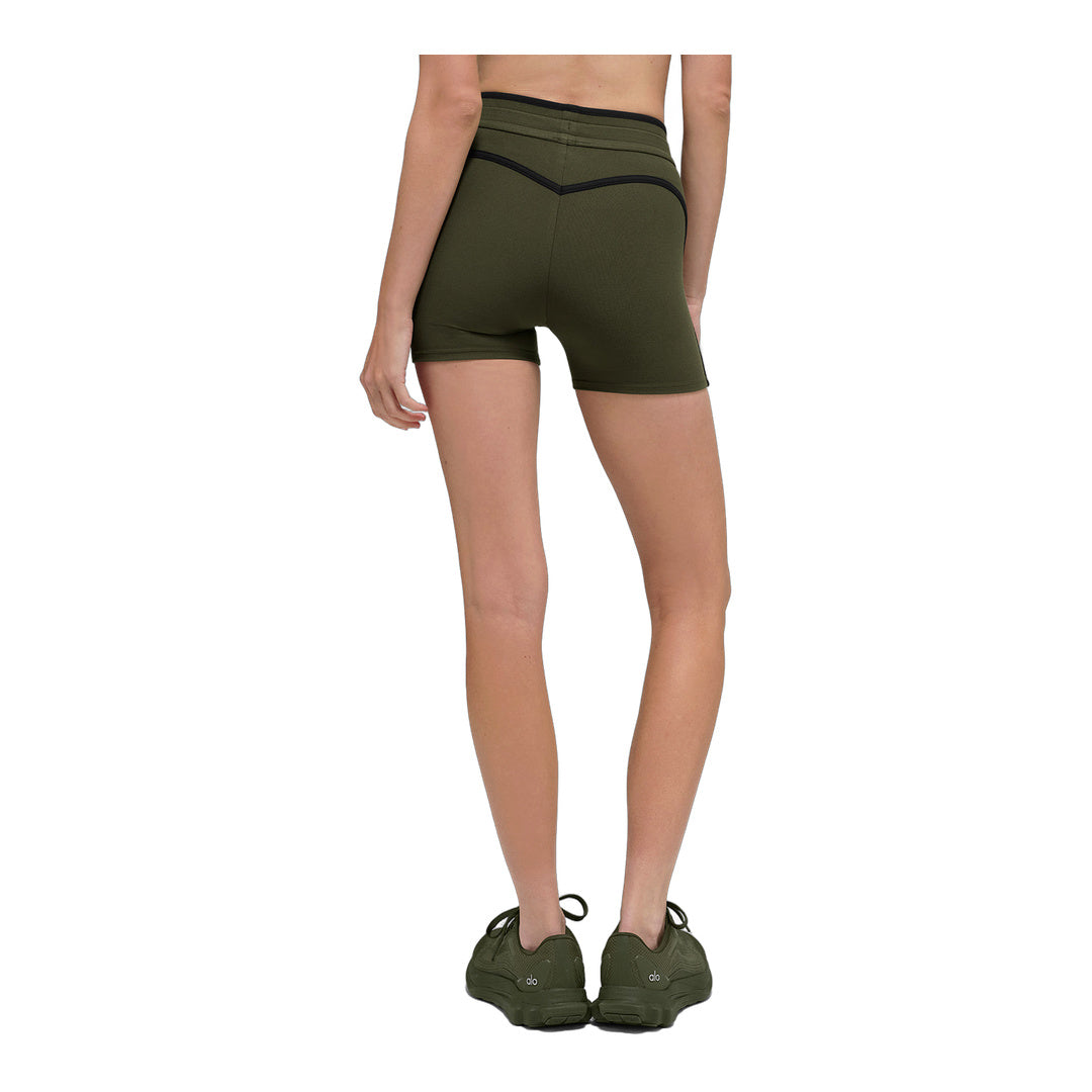 alo 4" Airbrush High-Waist Race Pace Short - Green Olive/Black by Alo Yoga