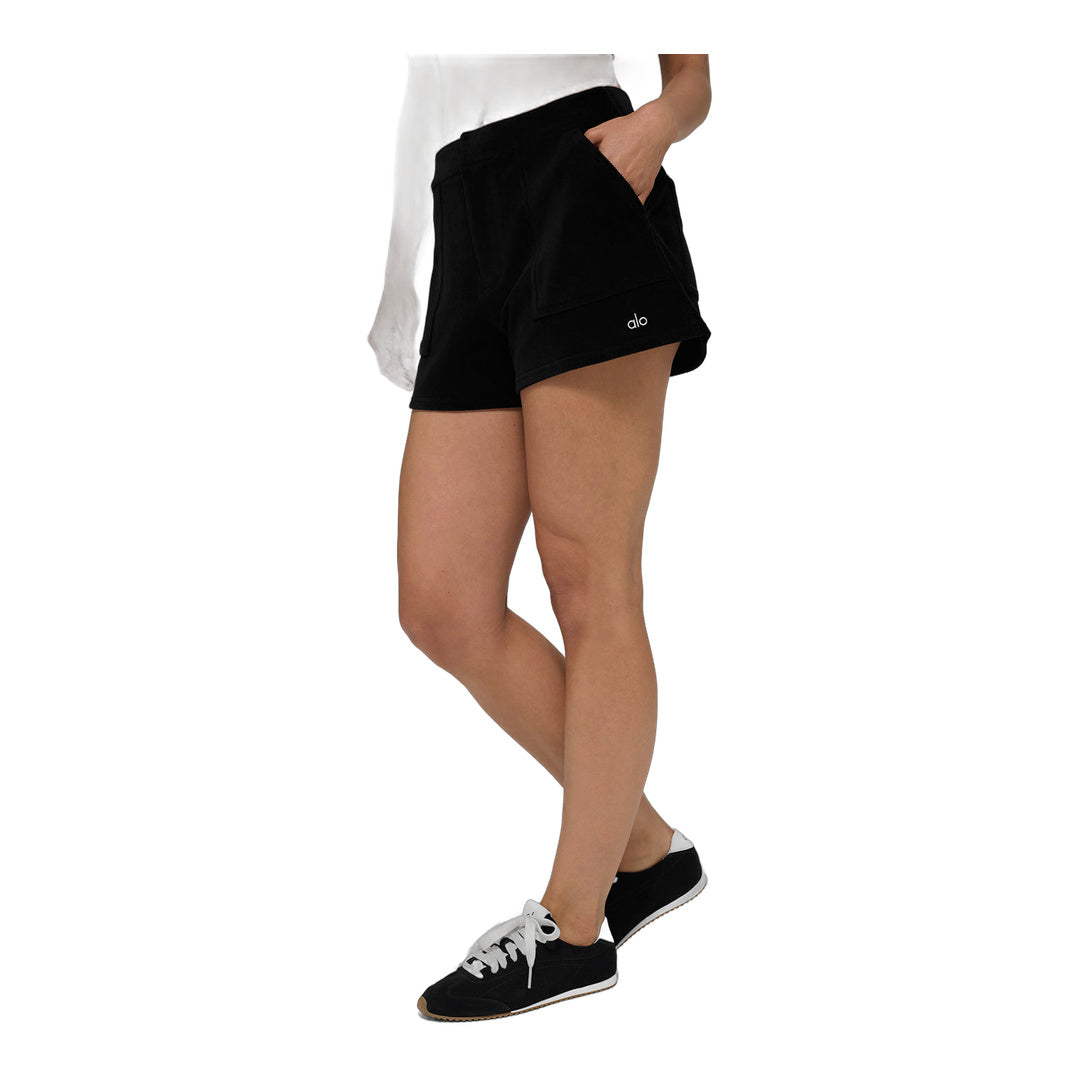 alo Micro Corduroy On Duty Short - Black by Alo Yoga