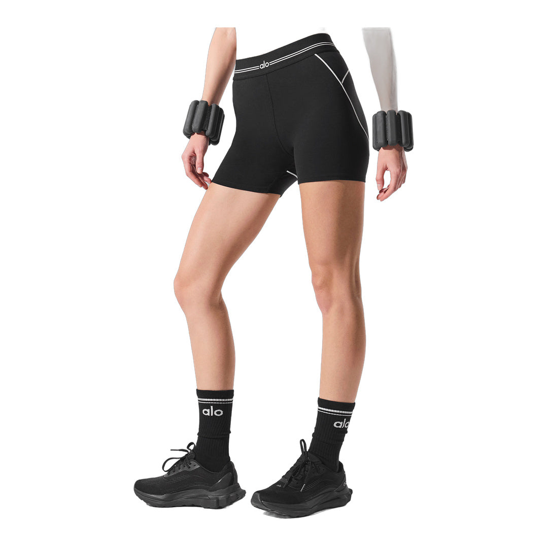 alo 4" Airbrush High-Waist Heart Throb Short - Black/White by Alo Yoga
