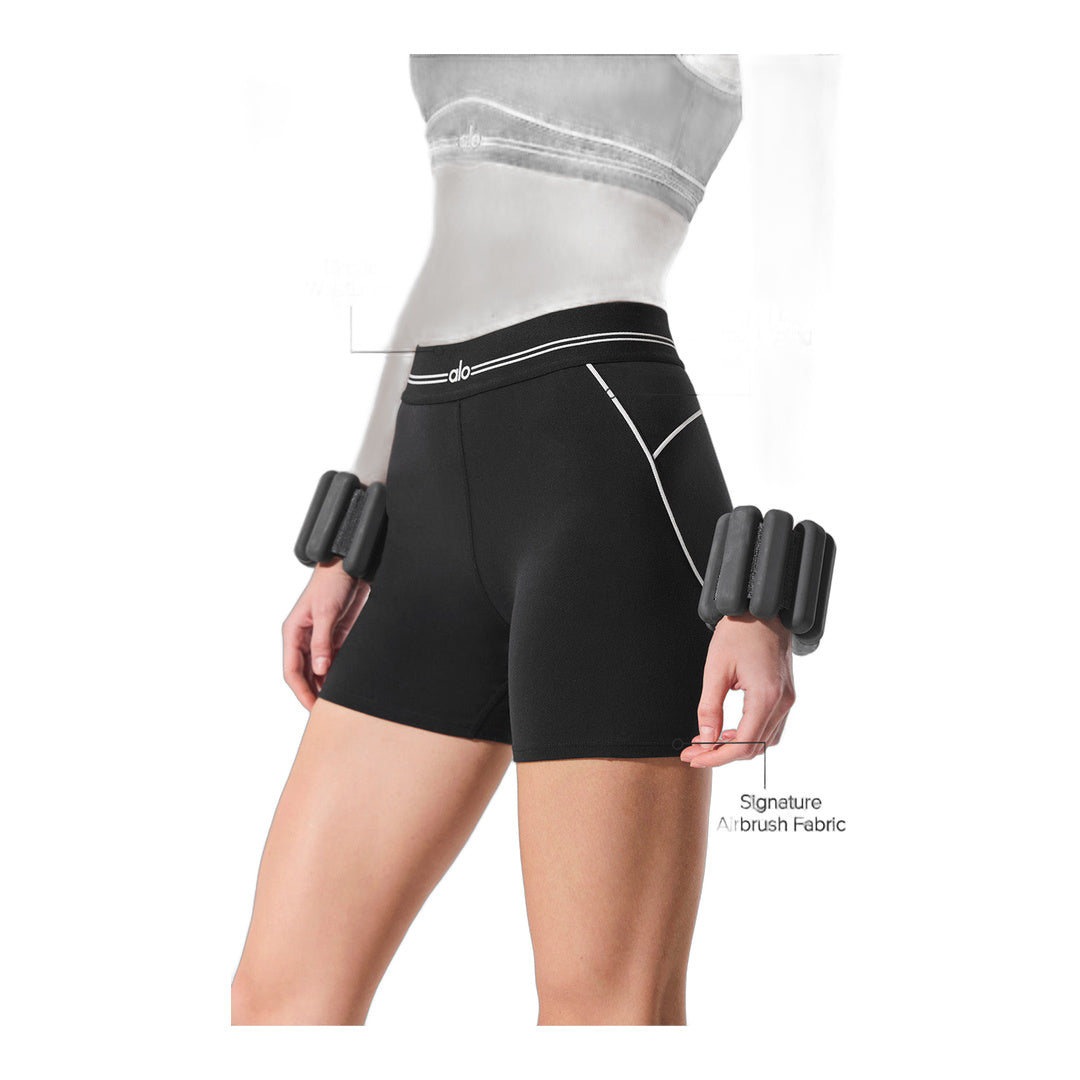 alo 4" Airbrush High-Waist Heart Throb Short - Black/White by Alo Yoga