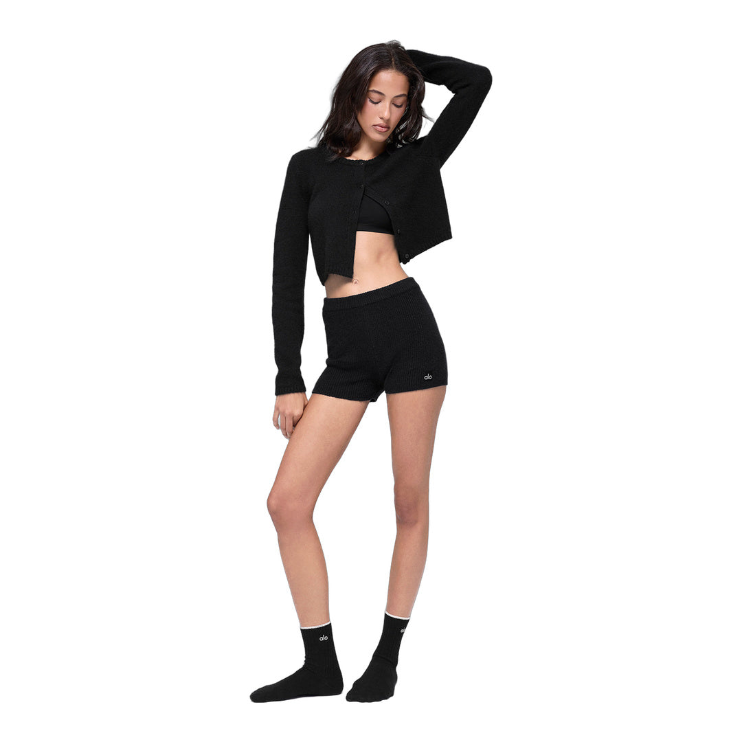 alo Wool Cashmere Ribbed Noble Short - Black by Alo Yoga