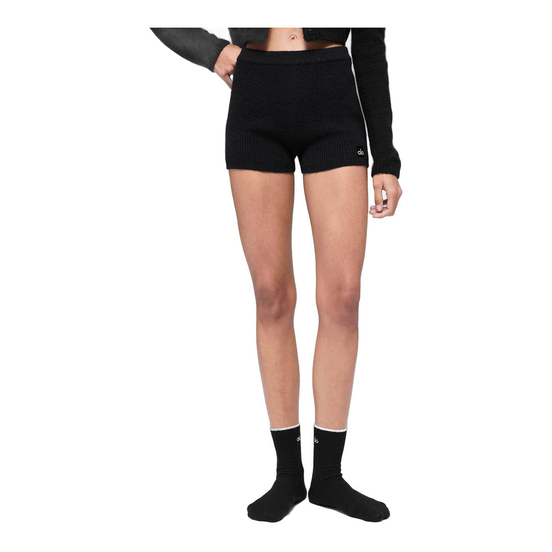 alo Wool Cashmere Ribbed Noble Short - Black by Alo Yoga
