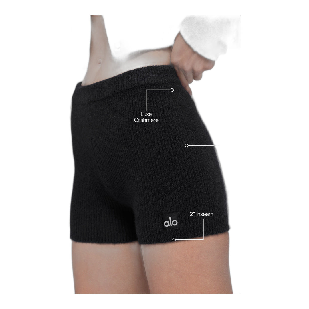 alo Wool Cashmere Ribbed Noble Short - Black by Alo Yoga