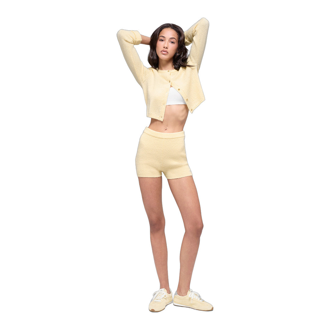 alo Wool Cashmere Ribbed Noble Short - Candlelight Yellow by Alo Yoga