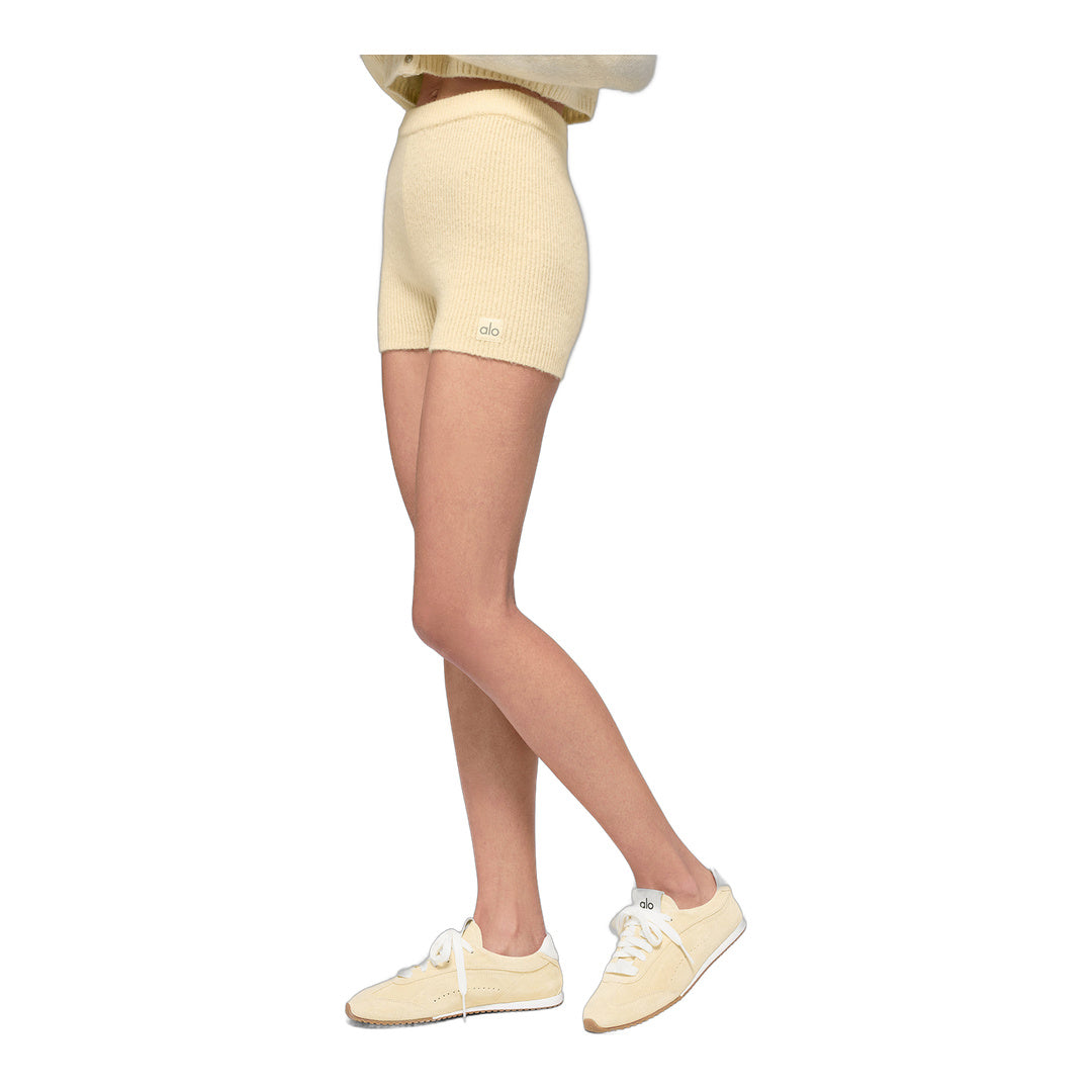 alo Wool Cashmere Ribbed Noble Short - Candlelight Yellow by Alo Yoga