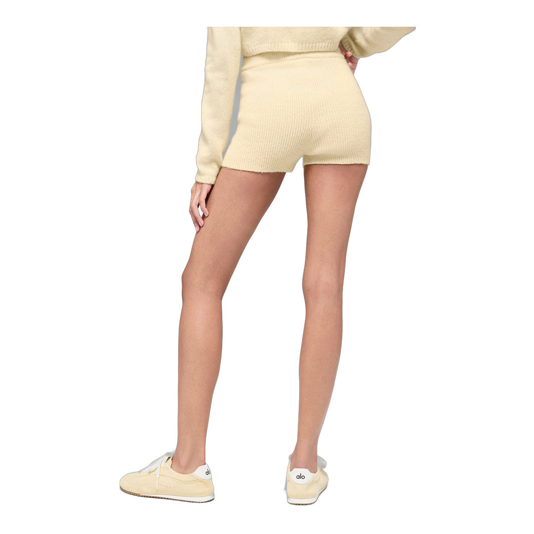 alo Wool Cashmere Ribbed Noble Short - Candlelight Yellow by Alo Yoga