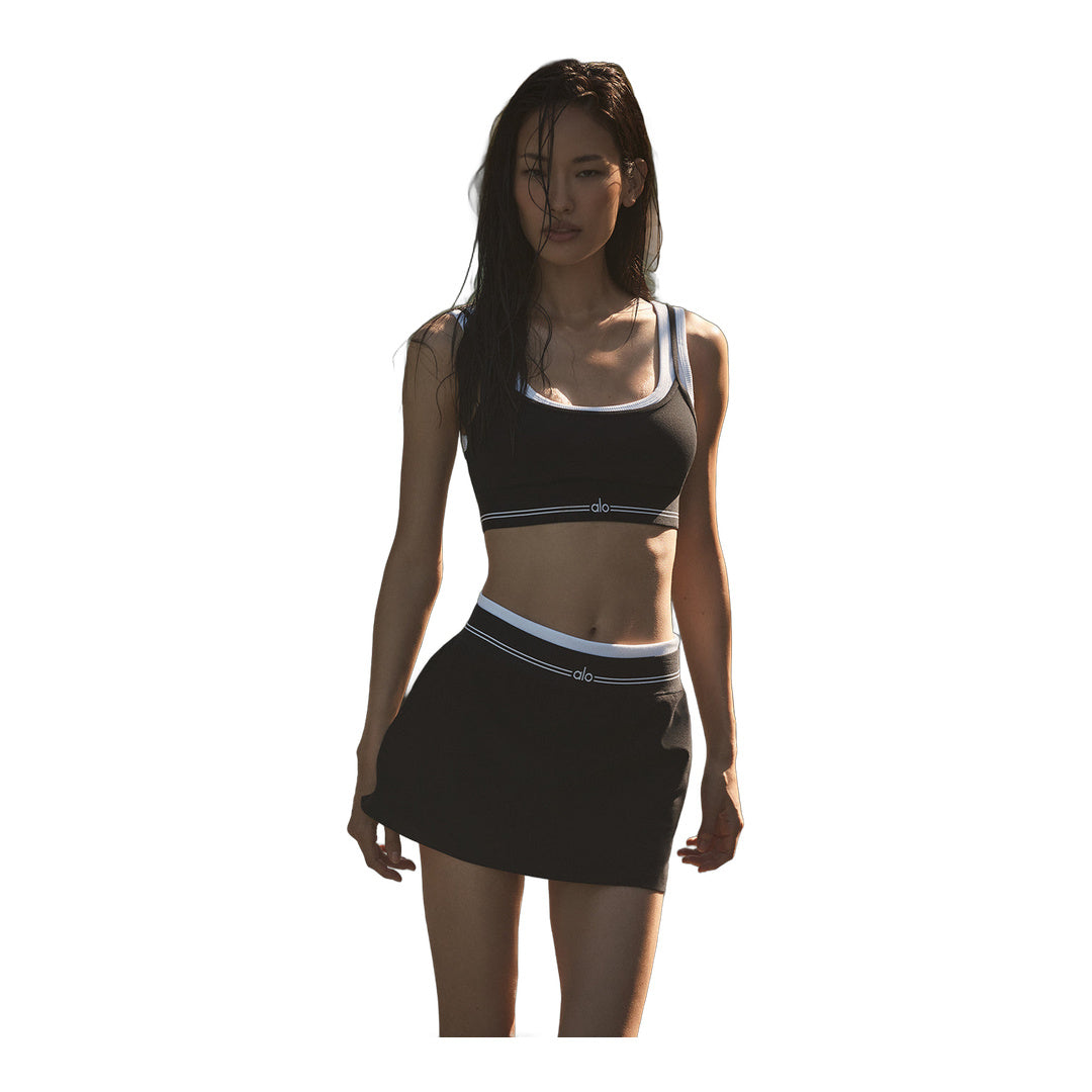 alo Airbrush Better Together Tennis Skirt - Black/White by Alo Yoga