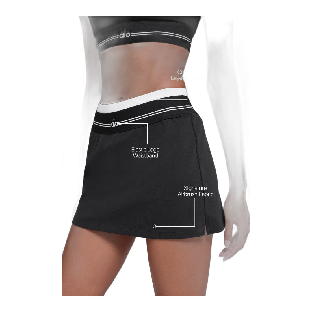 alo Airbrush Better Together Tennis Skirt - Black/White by Alo Yoga