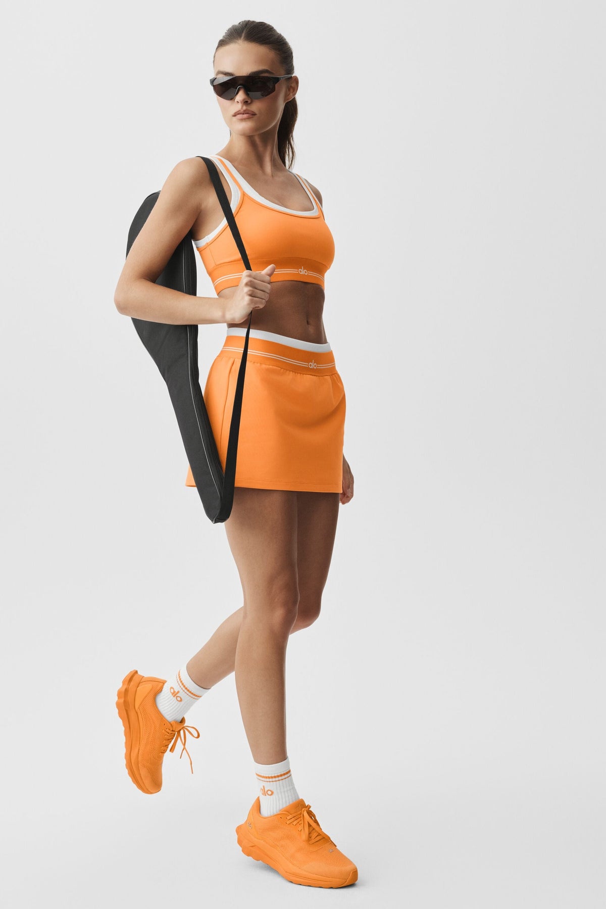 Alo Yoga Airbrush Better Together Tennis Skirt in Satsuma Breeze/White, product image 5 of 5