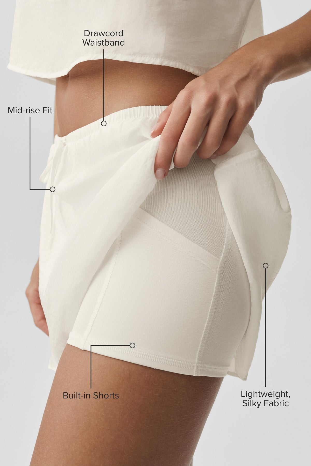Alo Yoga Semi-Sheer Golden Hour Tennis Skirt in Ivory, product image 2 of 5