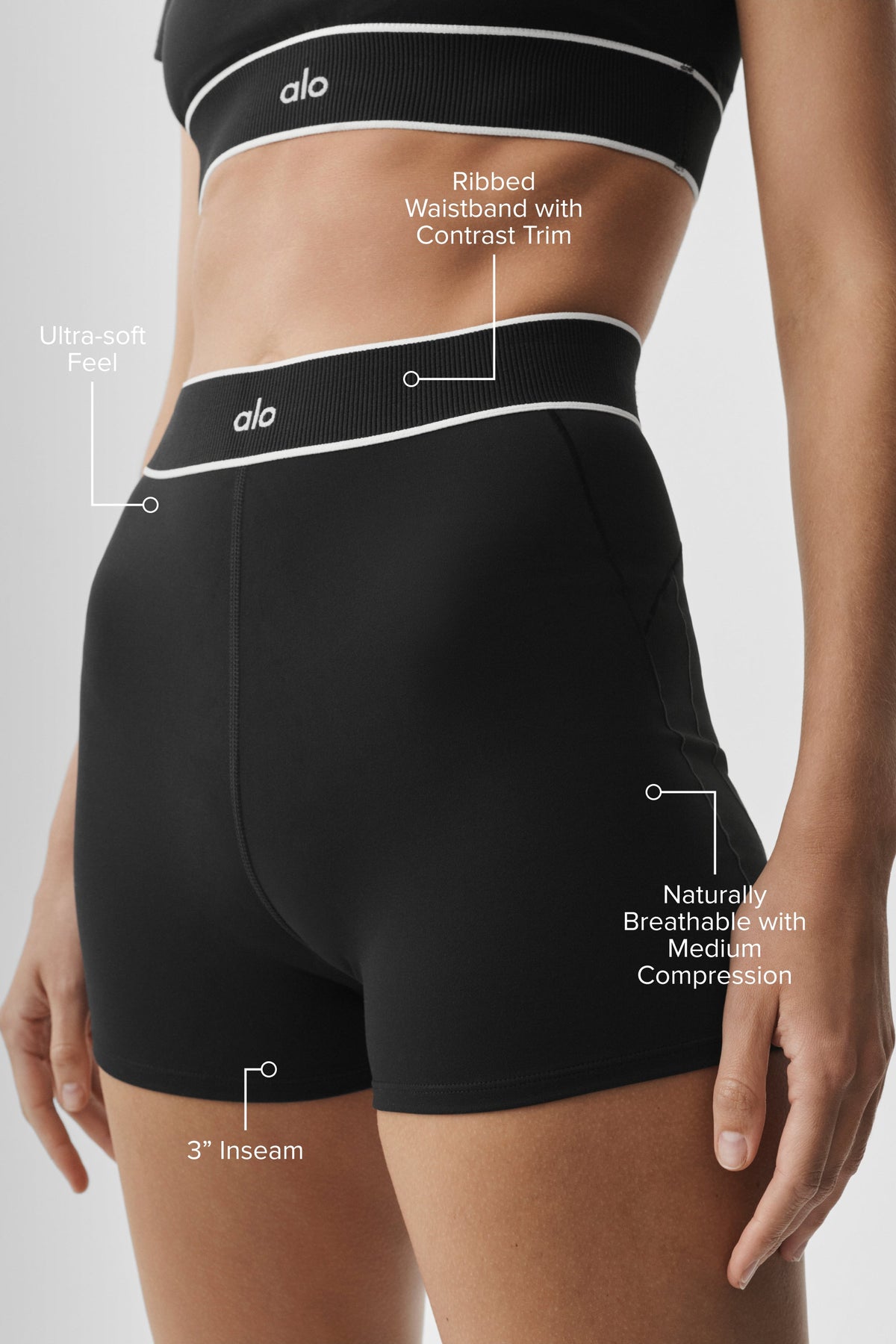 Alo Yoga 3" ALO Softsculpt High-Waist Amp It Up Short in Black, product image 2 of 6