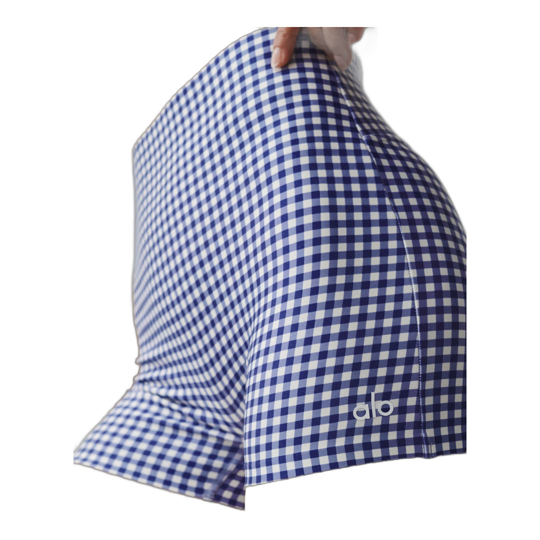 alo 3" Airlift Gingham High-Waist Sleek Short - Navy Gingham by Alo Yoga