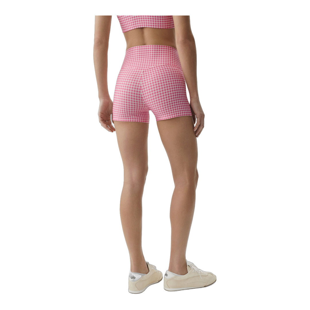 alo 3" Airlift Gingham High-Waist Sleek Short - Paradise Pink Gingham by Alo Yoga