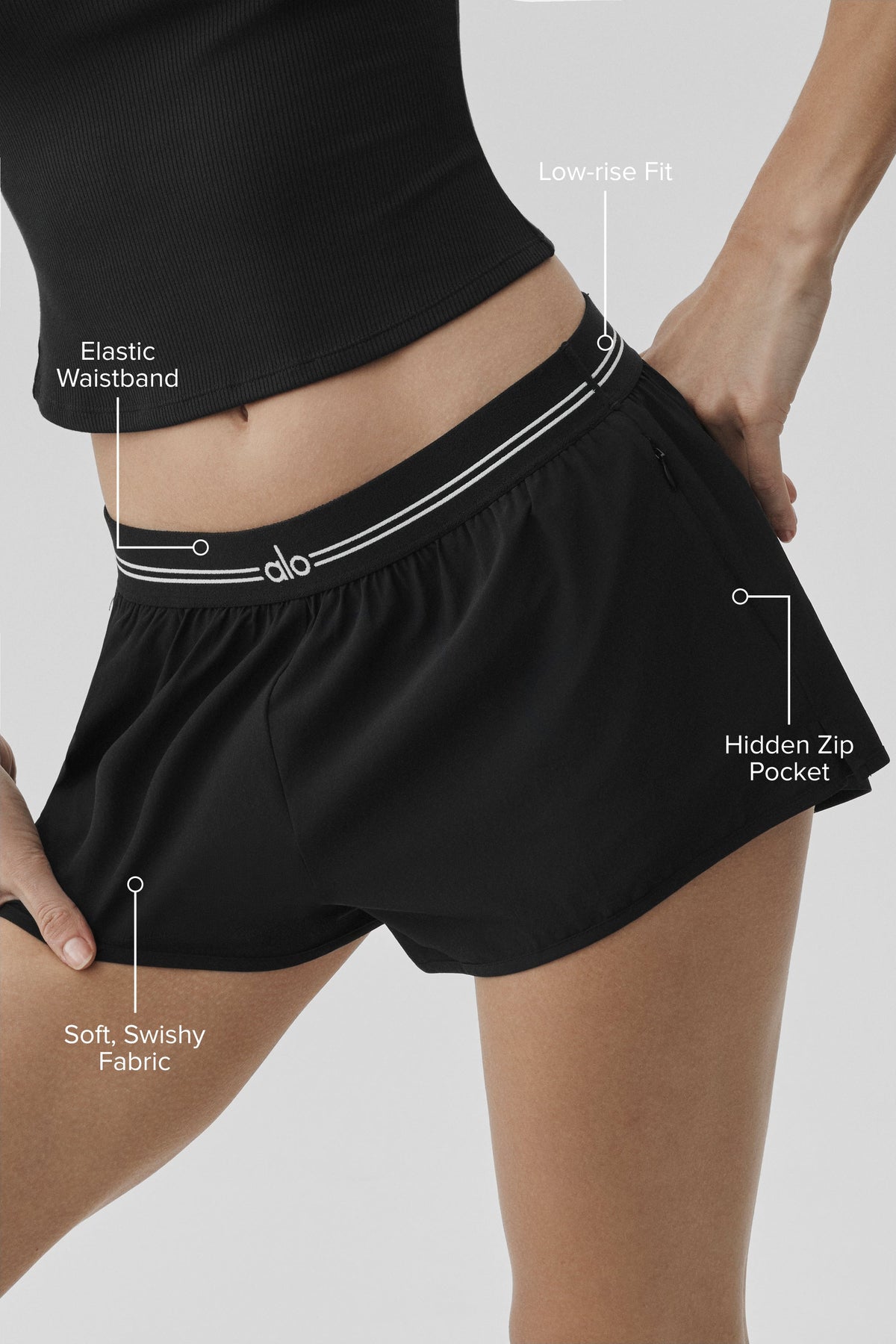 Alo Yoga Full Stride Micro Running Short in Black, product image 2 of 5
