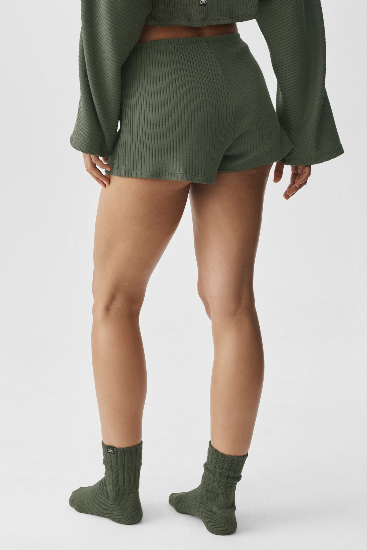 Alo Yoga Ribbed Reset Short in Bamboo Green, product image 2 of 5