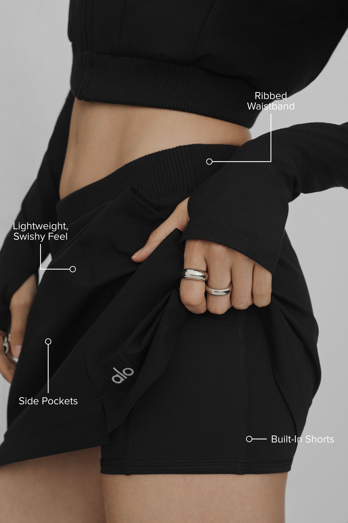 Alo Yoga Momentum Skirt in Black, product image 2 of 6